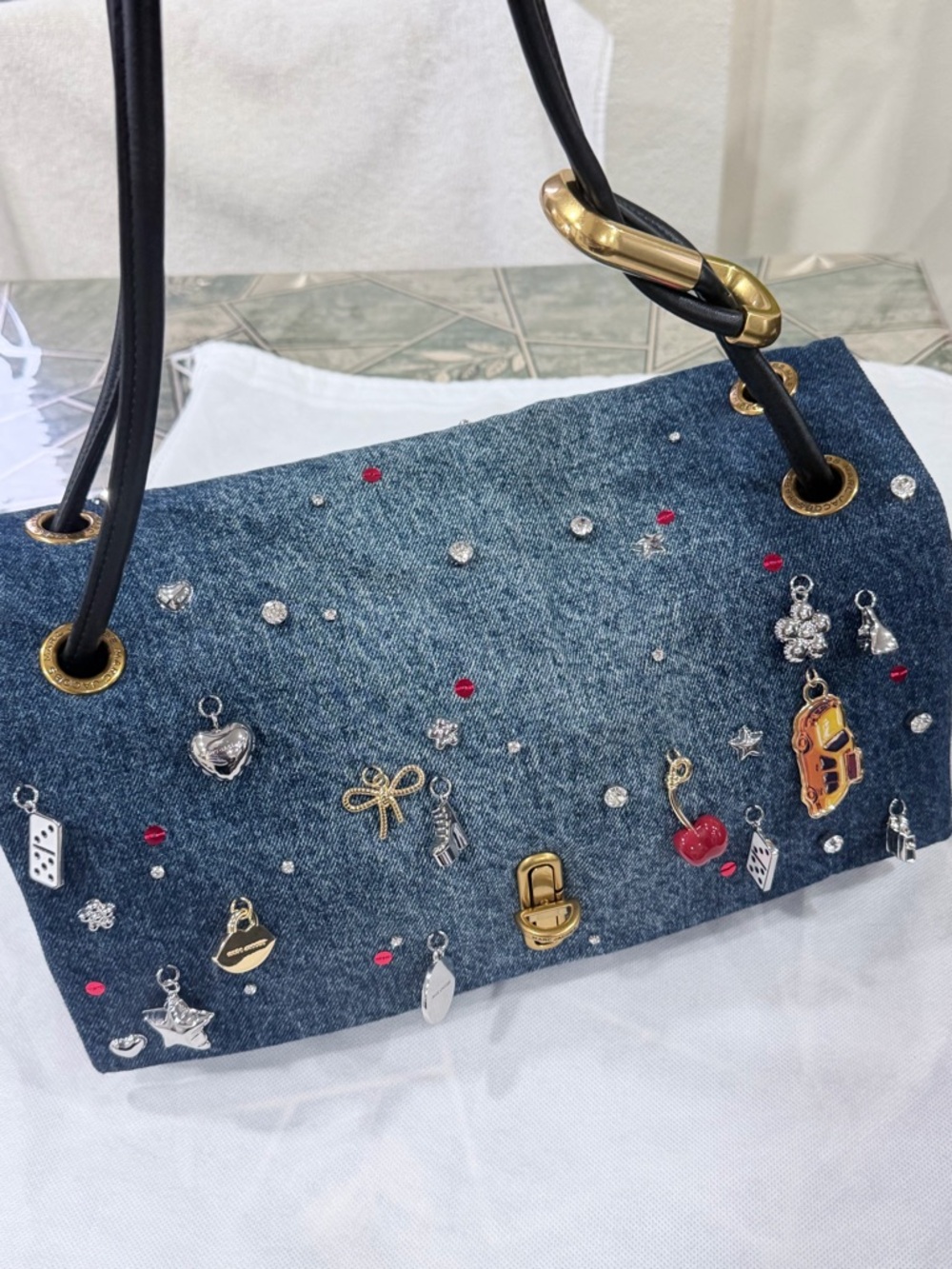 Marc Jacobs Denim Charm Bucket Bag - Blue